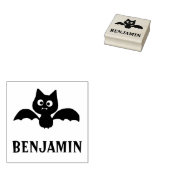 Cute Funny Black Bat met naam Rubberstempel (Gestempeld)