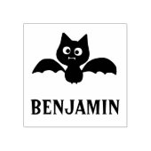 Cute Funny Black Bat met naam Rubberstempel (Afrduk)