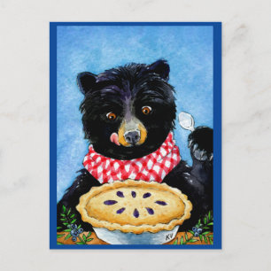 Cute Funny Black Beer met blueberry pie briefkaart
