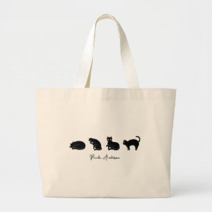  Cute Funny Black Cat Grote Tote Bag