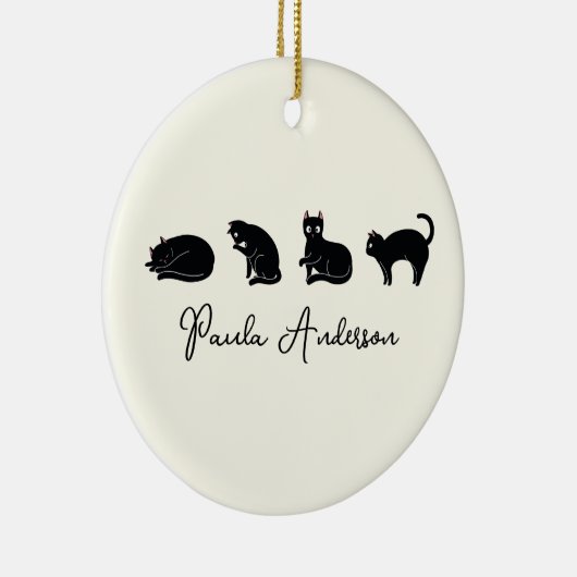 Cute Funny Black Cat Keramisch Ornament (Rechts)