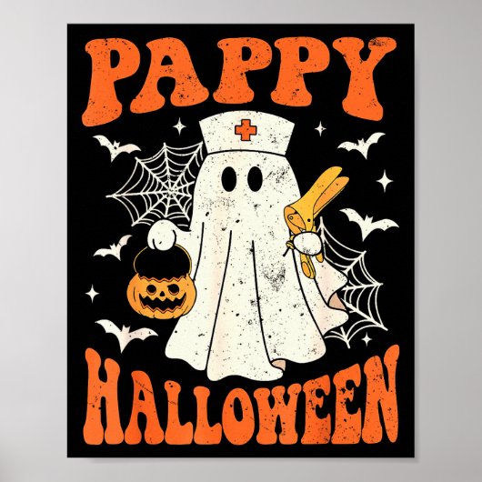 Cute Funny Boo Ghost Nurses Pappy Halloween Obgyn Poster (Voorkant)