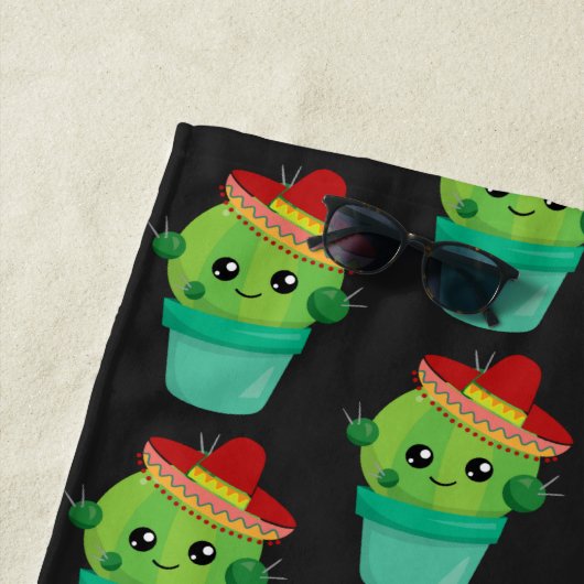 Cute Funny Cactus Pattern Strandlaken (In situ)