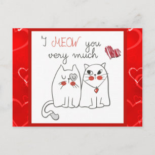 Cute Funny Cartoon Cat Love Briefkaart