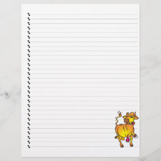 Cute Funny Cartoon Koe Lined Pet Letterhead