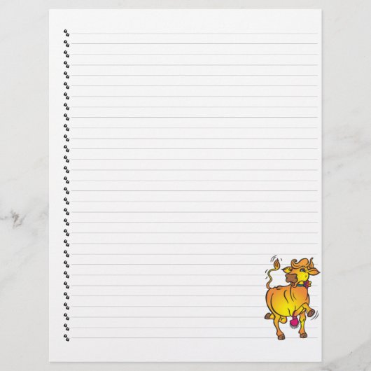 Cute Funny Cartoon Koe Lined Pet Letterhead (Voorkant)