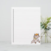 Cute Funny Cartoon Koe Lined Pet Letterhead (Staand voorkant)