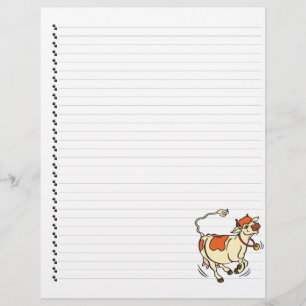 Cute Funny Cartoon Koe Lined Pet Letterhead