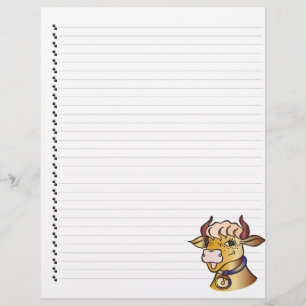 Cute Funny Cartoon Koe Lined Pet Letterhead