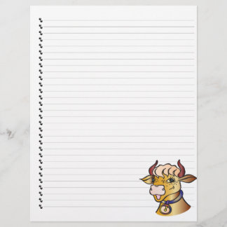 Cute Funny Cartoon Koe Lined Pet Letterhead
