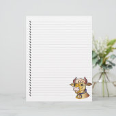 Cute Funny Cartoon Koe Lined Pet Letterhead (Staand voorkant)