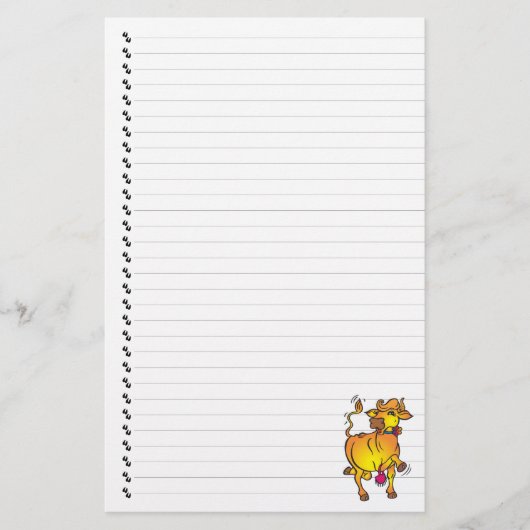 Cute Funny Cartoon Koe Lined Pet Stationery Briefpapier (Voorkant)