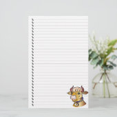 Cute Funny Cartoon Koe Lined Pet Stationery Briefpapier (Staand voorkant)