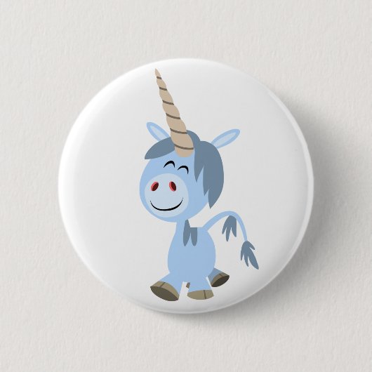 Cute Funny Cartoon Unicorn Button Badge (Voorkant)
