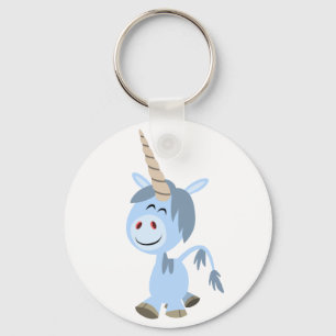 Cute Funny Cartoon Unicorn Sleutelhanger