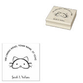 Cute Funny Cat Bookplate Ex Libris Name Address Rubberstempel (Gestempeld)