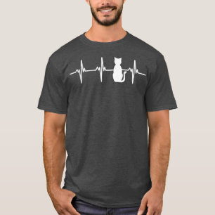 Cute Funny Cat Heartbeat Silhouette Design voor Ka T-shirt