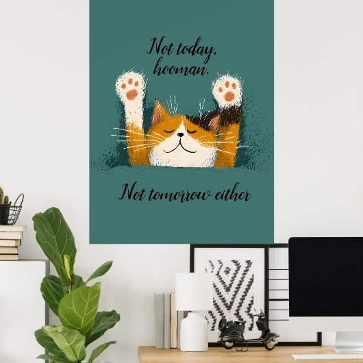 Cute Funny Cat Nap Poster (Thuiskantoor)
