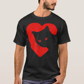 Cute Funny Cat Valentijns Heart Graphic T-shirt