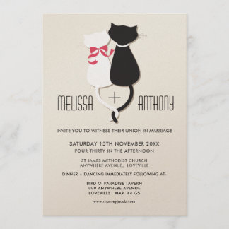 Cute Funny Cats Bride Groom Wedding Invitation Kaart