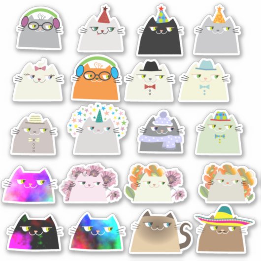 Cute Funny Cats Sticker (Voorkant)