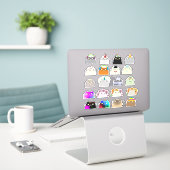 Cute Funny Cats Sticker (Laptop op bureau)