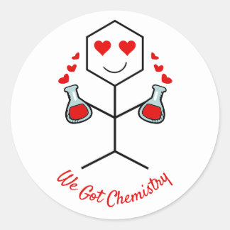 Cute Funny Chemistry Valentijnsdag Ronde Sticker