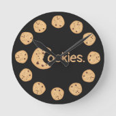 Cute Funny Chocolate Chip Cookie "Cookies" Text Ronde Klok (Voorkant)