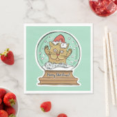 Cute Funny Christmas Chat serviettes en papier (En situation)