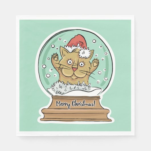 Cute Funny Christmas Chat serviettes en papier (Devant)