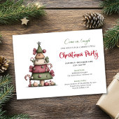 Cute Funny Christmas Tree Cartoon Party Invitation