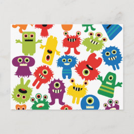 Cute Funny Colorful Monsters Patroon Briefkaart