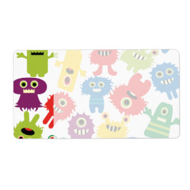 Cute Funny Colorful Monsters Patroon Etiket