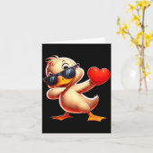 Cute Funny Cool Duck Dabbing Heart Valentines Day Kaart (Gele Bloem)