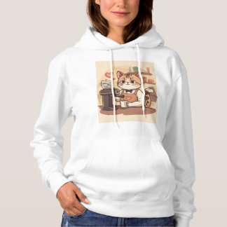 Cute Funny Cozy Barista Kat Hoodie T-shirt
