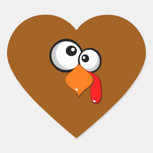 Cute Funny Crazy-Eyed Turkey Hart Sticker (Voorkant)