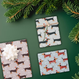 Cute Funny Dachshund Dogs Pet Christmas Holiday Inpakpapier Vel