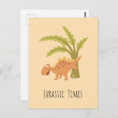 Cute Funny Dinosaur Dino Peeing Jurassic Fern Briefkaart (Voorkant / Achterkant)