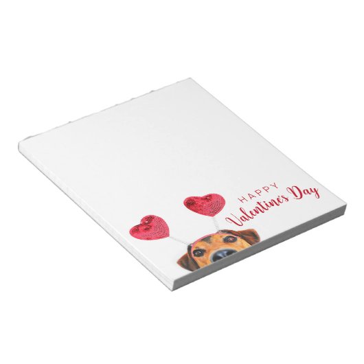 Cute Funny Dog Heart Headband Valentijnsdag Notitieblok (Schuin)
