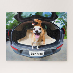 Cute Funny Dogs gaat rijden op auto Legpuzzel