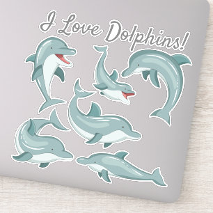 Cute Funny Dolphins I Love Dolphins Ocean Life Sticker