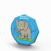 Cute funny elephant with bird on trunk cartoon fotoblokken (Rechts)