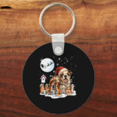 Cute Funny English Bulldog Christmas Lights Santa Sleutelhanger (Voorkant)