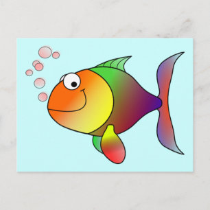 Cute Funny Fish - Colorful Briefkaart