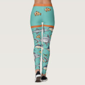 Cute Funny Fish Swimming Beach Mural Aquarium Leggings (Achterkant)