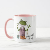 Cute Funny Frog Gardening Persoonlijke naam Mok (Links)