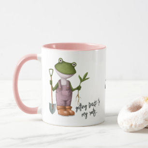 Cute Funny Frog Gardening Persoonlijke naam Mok