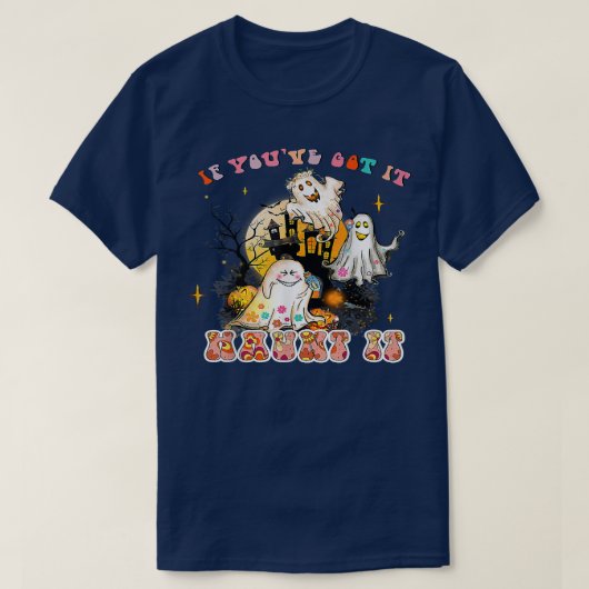 Cute Funny Ghost Pumpkin Haunted House Halloween T-shirt (Design voorkant)