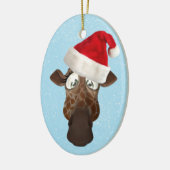 Cute Funny Giraffe in Santa Hat Keramisch Ornament (Links)