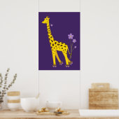 Cute Funny Giraffe Roller Skating Kinder Poster (Keuken)